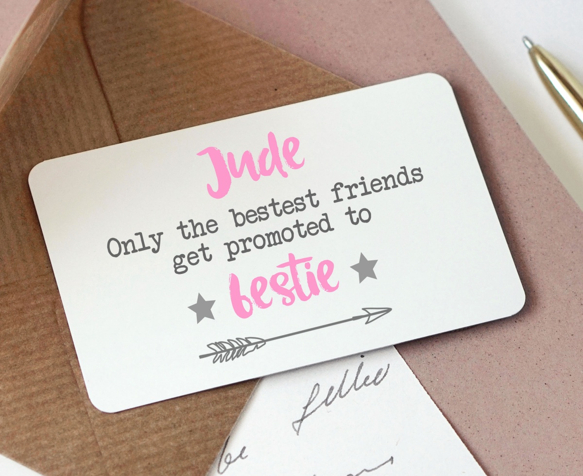 Personalised Bestie Metal Wallet / Purse Sentimental Card